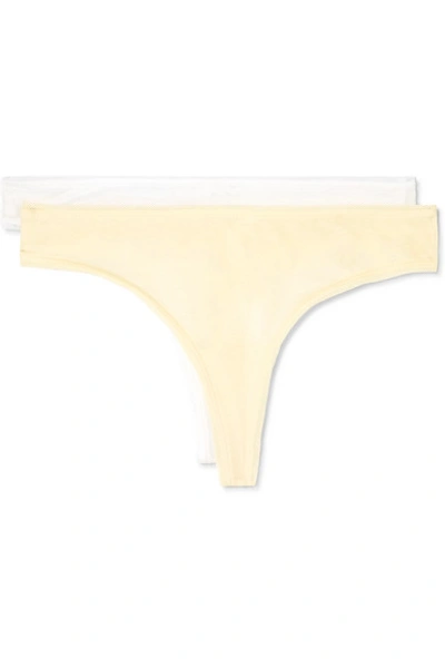 Shop Skin Set Of Two Organic Pima Cotton-jersey Thongs In Yellow