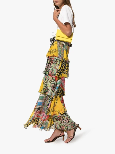 Shop Etro Patchwork Ruffle Silk Maxi Skirt In 108 - Multicoloured