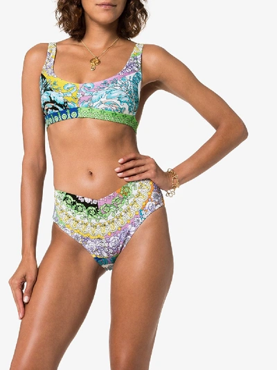 Shop Versace Floral Paisley Print Bikini In Multicoloured