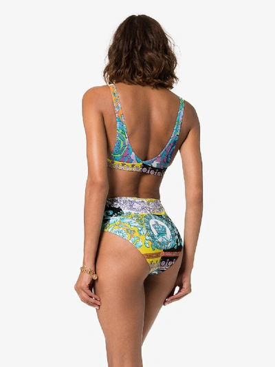 Shop Versace Floral Paisley Print Bikini In Multicoloured