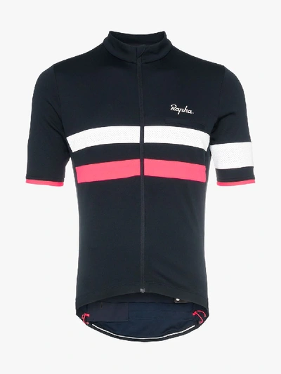 Shop Rapha Blue Brevet Jersey Striped Wool Blend Top