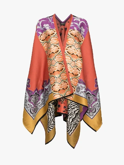 Shop Etro Jacquard Knitted Cape Poncho In Multicoloured