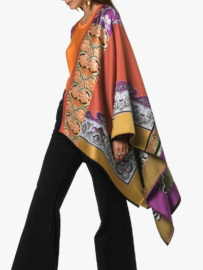 Shop Etro Jacquard Knitted Cape Poncho In Multicoloured