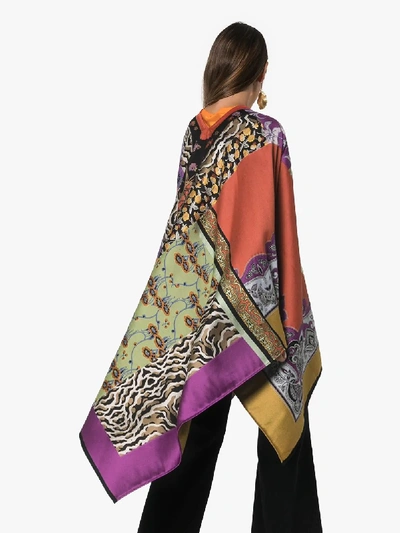 Shop Etro Jacquard Knitted Cape Poncho In Multicoloured