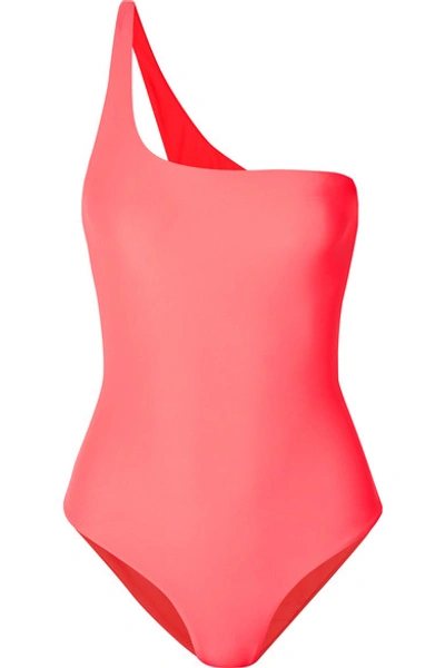 Shop Jade Swim Evolve Neon One-shoulder Swimsuit In Bright Pink