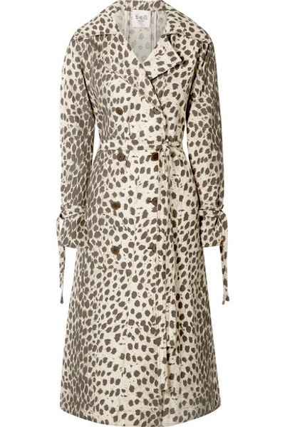 Shop Sea Leopard-print Cotton-canvas Trench Coat In Leopard Print