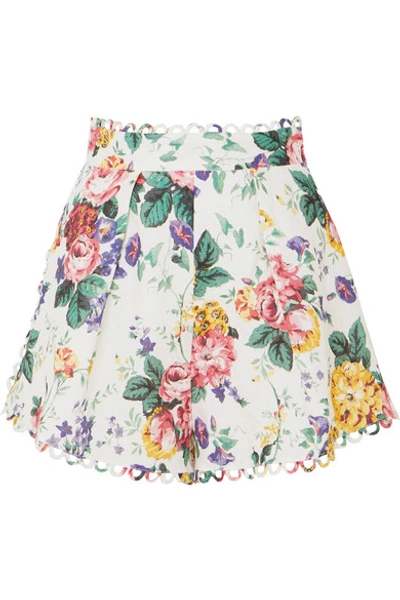 Shop Zimmermann Allia Floral-print Linen Shorts