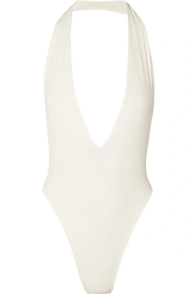 Shop Myra Ralph Halterneck Swimsuit In White