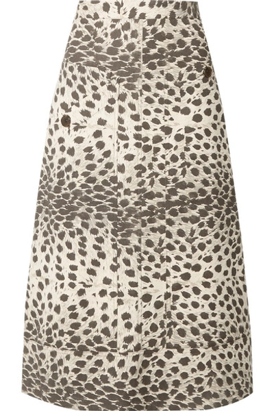 Shop Sea Leopard-print Cotton-canvas Midi Skirt In Leopard Print