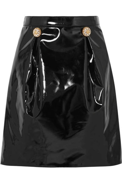 Shop Versace Embellished Pvc Mini Skirt In Black