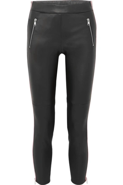 Shop Alexander Mcqueen Two-tone Leather Skinny Pants In Black