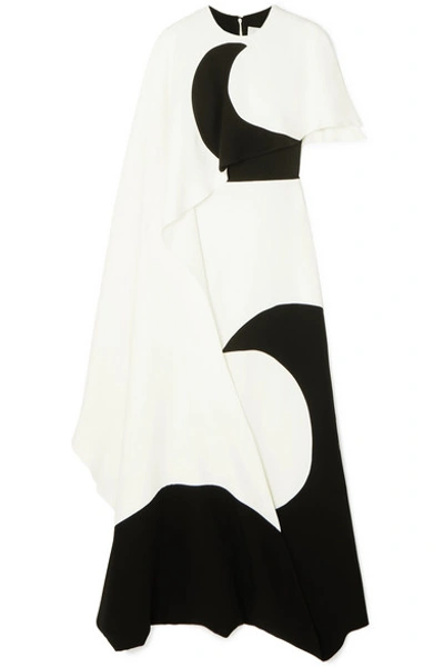 Shop Valentino Layered Printed Silk-jersey Gown In Ivory