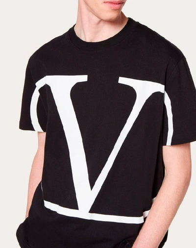 Valentino V-logo Print Cotton-jersey T-shirt In Black | ModeSens