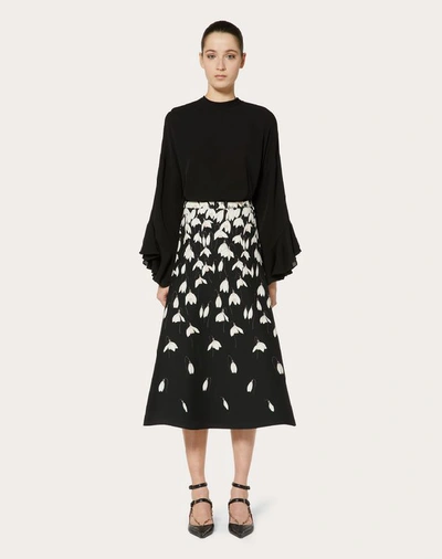 Shop Valentino Crêpe Couture Snowdrop Skirt In Multicolored