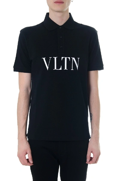 Shop Valentino Vltn Polo Shirt In Black