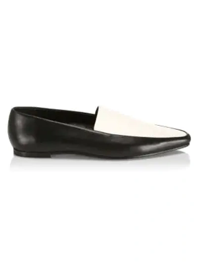 Shop The Row Minimal Leather Loafers In Black Off White