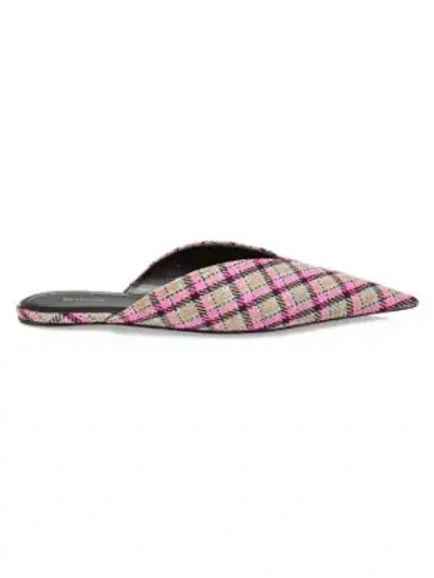 Shop Balenciaga Check Knife Kitten-heel Mules In Multi