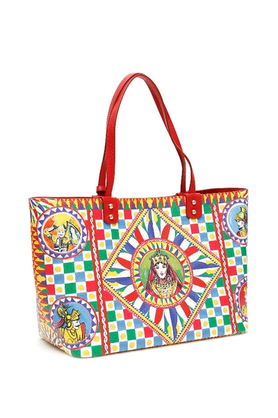 Shop Dolce & Gabbana Sicilian Carretto Beatrice Shopper Bag In Multi