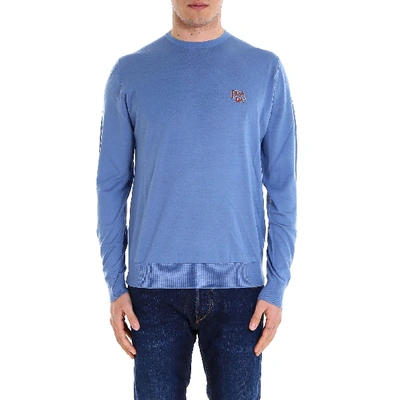 Shop Prada Logo Detail Sweater In Blue
