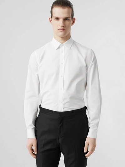 Shop Burberry Slim Fit Monogram Motif Cotton Poplin Shirt In White