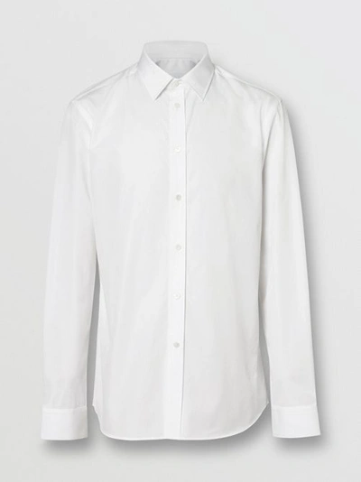 Shop Burberry Slim Fit Monogram Motif Cotton Poplin Shirt In White