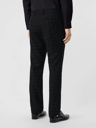 Shop Burberry Classic Fit Fil Coupé Wool Cotton Tailored Trousers In Black