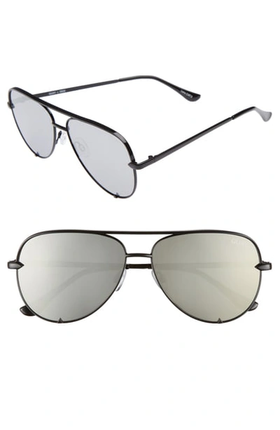 Shop Quay X Desi Perkins High Key Mini 57mm Aviator Sunglasses - Black/ Silver