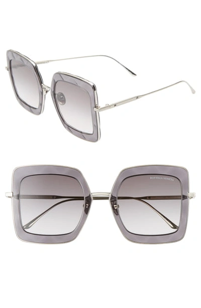 Shop Bottega Veneta 51mm Gradient Square Sunglasses - Silver/ Grey