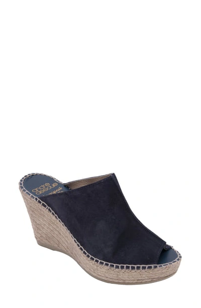 Shop Andre Assous Cici Espadrille Wedge In Navy Suede