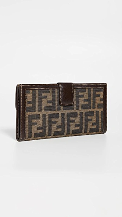 Pre-owned Fendi Brown Zucca Long Wallet