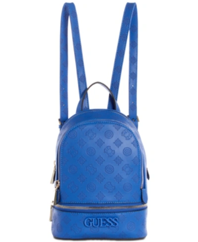 Guess Skye Debossed Logo Backpack In Cobalt/gold | ModeSens