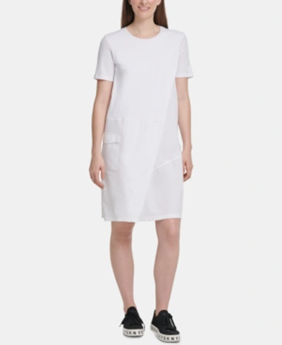 Shop Dkny Overlay Shift Dress In White