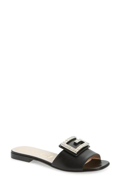 Shop Gucci Madelyn Jewel Slide Sandal In Black