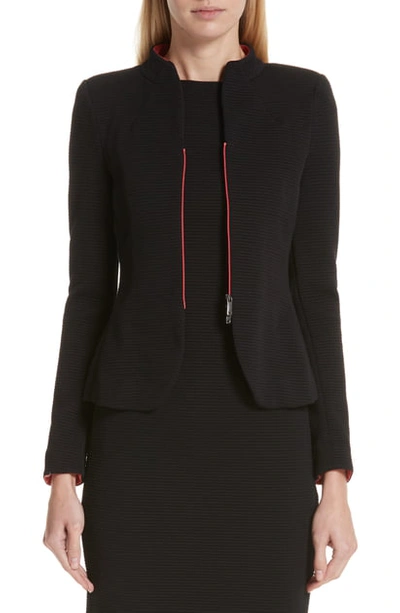Shop Emporio Armani Contrast Zip Jacket In Black