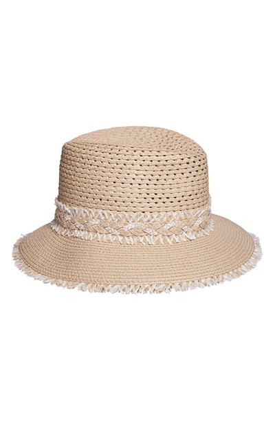 Shop Eric Javits Lulu Squishee Straw Hat - Brown In Flax Mix