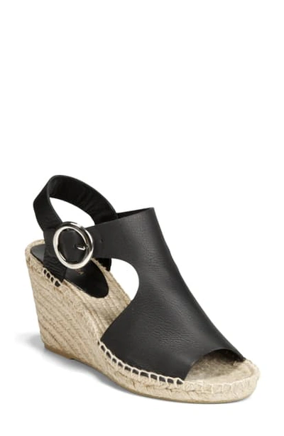 Shop Via Spiga Nolan Espadrille Wedge Sandal In Black/ Black Leather
