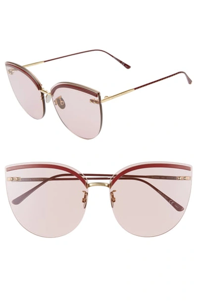 Shop Bottega Veneta 62mm Oversize Rimless Cat Eye Sunglasses - Pink/ Burgundy/ Gold