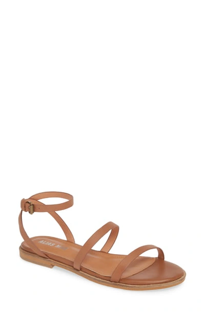 Shop Alias Mae Theta Ankle Strap Flat Sandal In Light Tan Leather