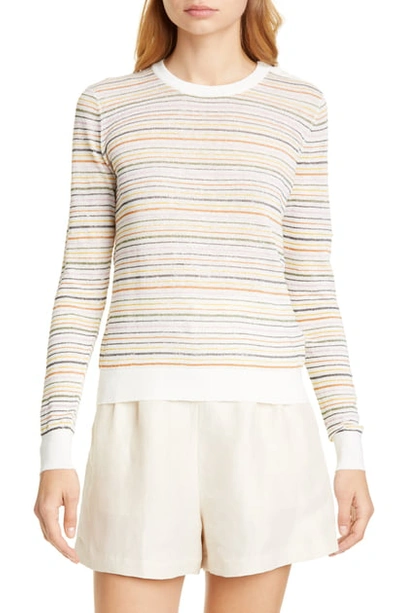 Shop Joie Ade Stripe Linen Blend Sweater In Porcelain