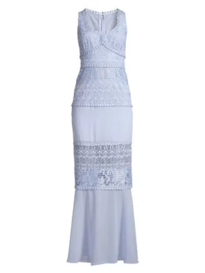 Shop Bcbgmaxazria Lace Detail Scoopneck Gown In Kentucky Blue