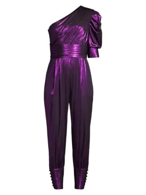 purple metallic jumpsuit