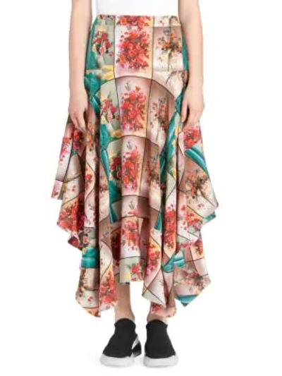 Shop Stella Mccartney Floral High-low Maxi Skirt In Pink Multi