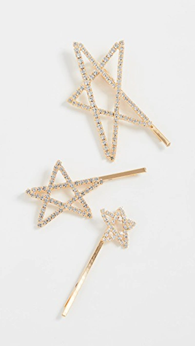 Shop Lelet Ny Seeing Stars Bobby Pin Set In Gold/crystal