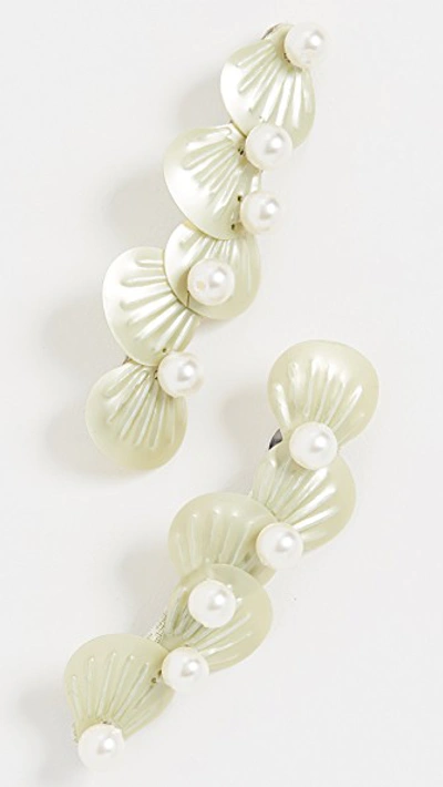 Shop Lelet Ny Sea Foam Pearl Barrette Set Of 2 In Green Pearl