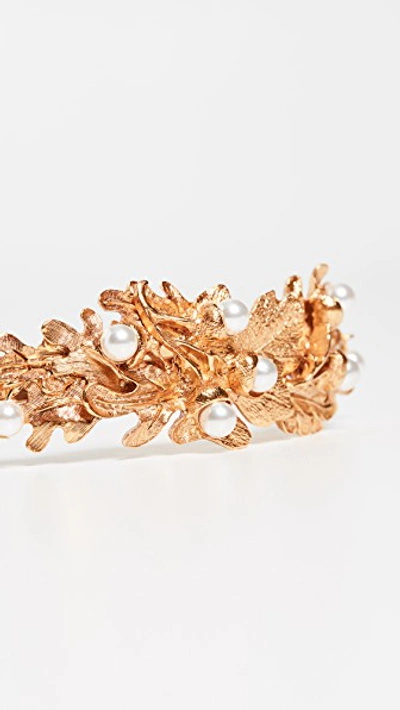 Shop Oscar De La Renta Acorn & Leaf Pearl Headband In Gold