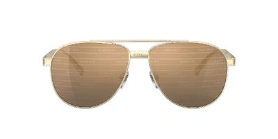Shop Versace Man Sunglasses Ve2209 In Brown Tampo