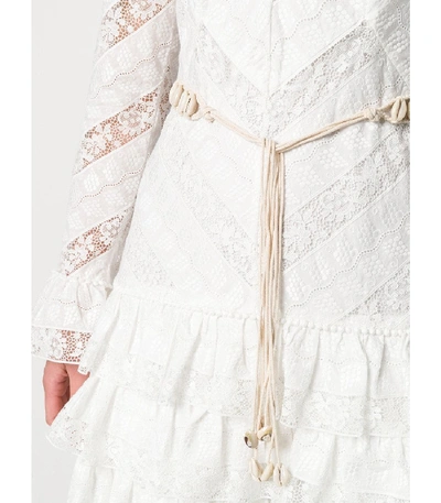 Shop Zimmermann Veneto High Neck Lace Mini Dress In White