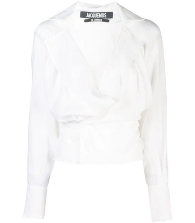 Shop Jacquemus La Chemise Angiari In White