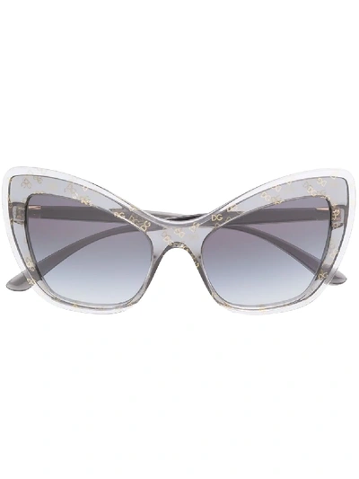 Shop Dolce & Gabbana Eyewear Logo Cat Eye Sunglasses - Grey