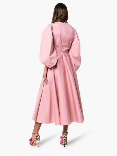 Shop Roksanda Fife Balloon-sleeve Midi-dress In Pink
